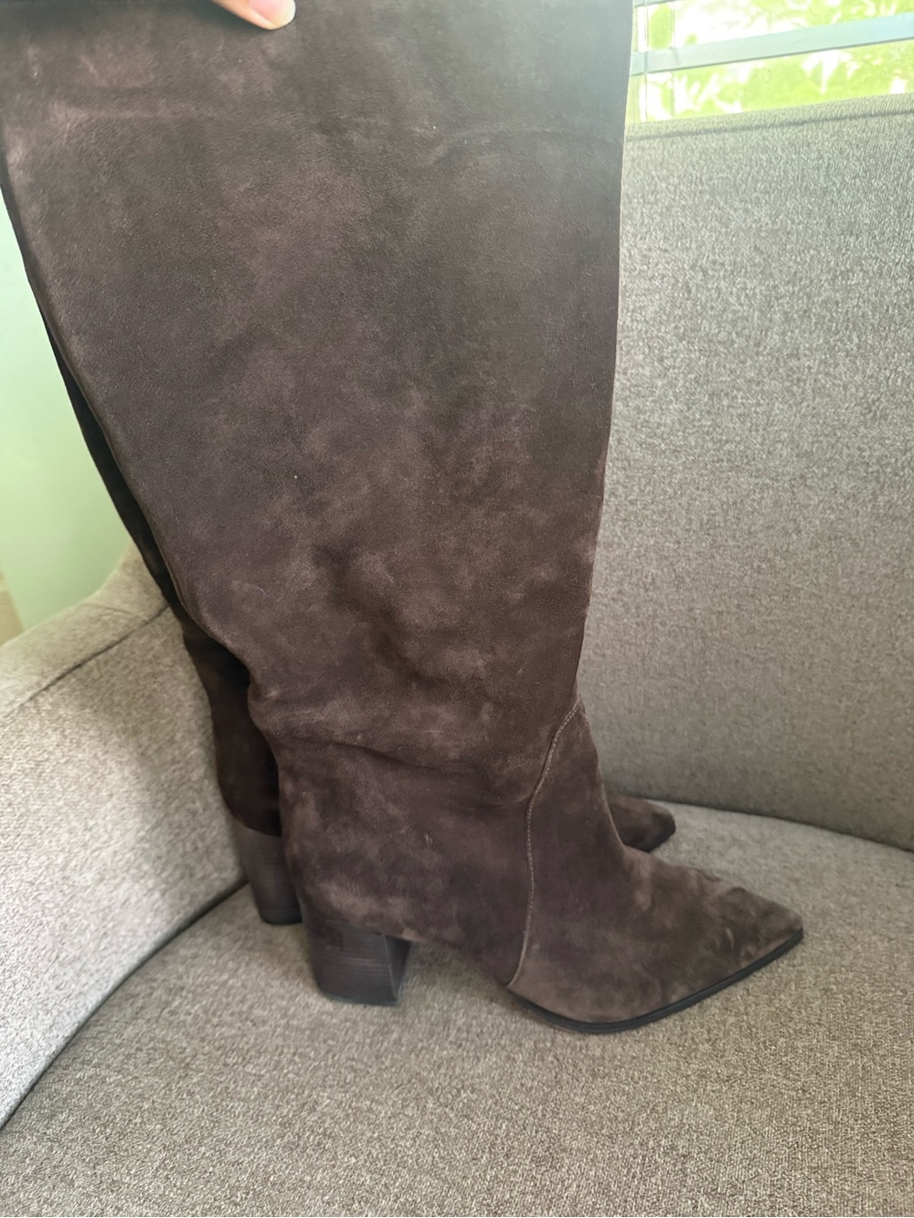 Vince Camuto Dark Brown Suede Over-the-Knee Pointed Toe Boots 11W